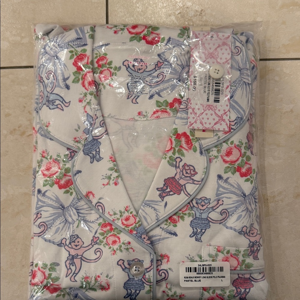 Roller rabbit love shake fancy Floral and Monkey Print Pajama Set